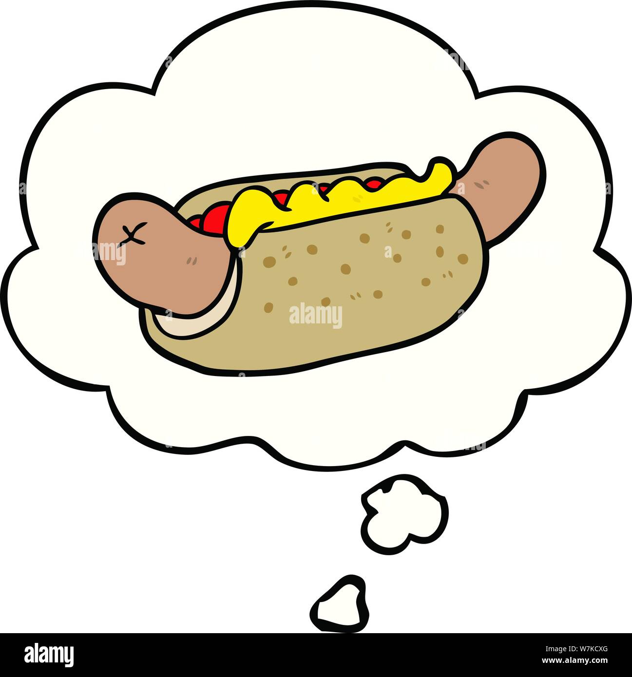 cartoon hot dog with thought bubble Stock Vector