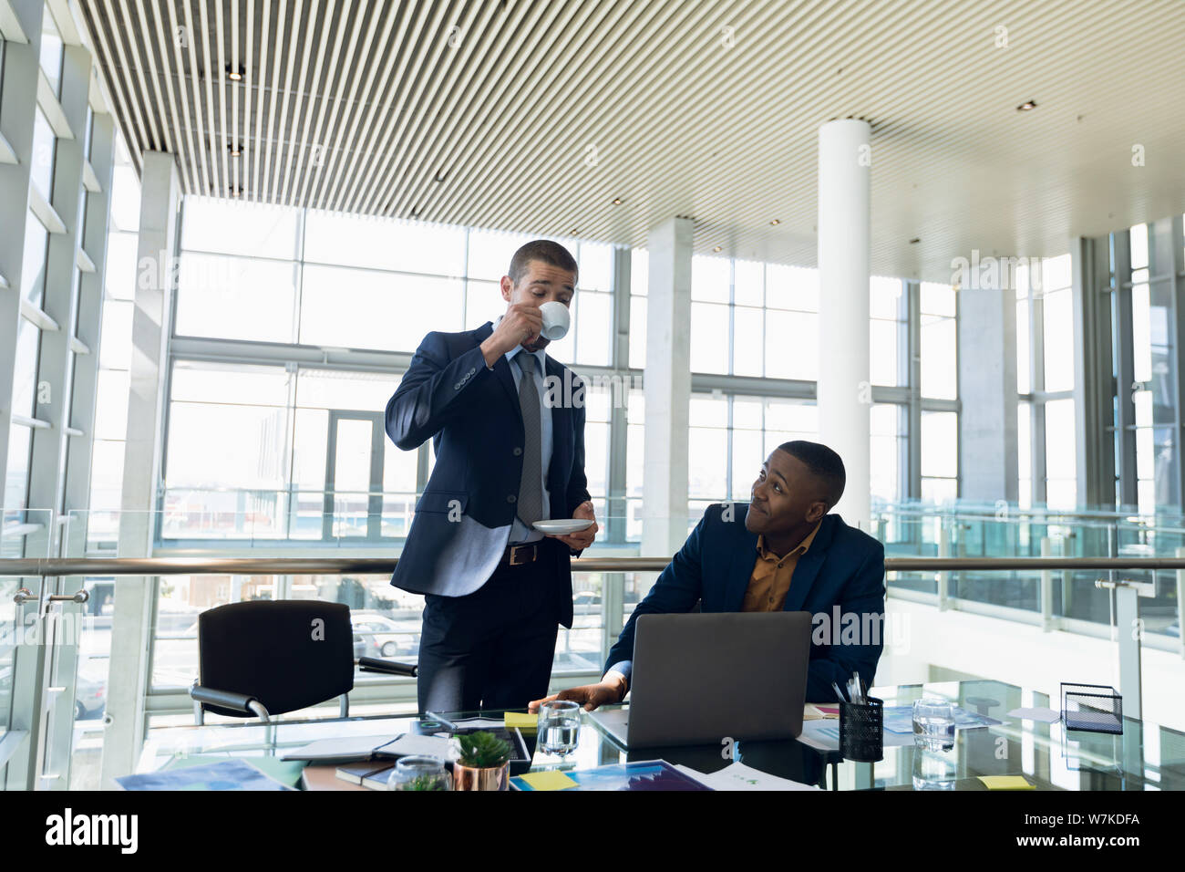 Two young businessman working together Stock Photo