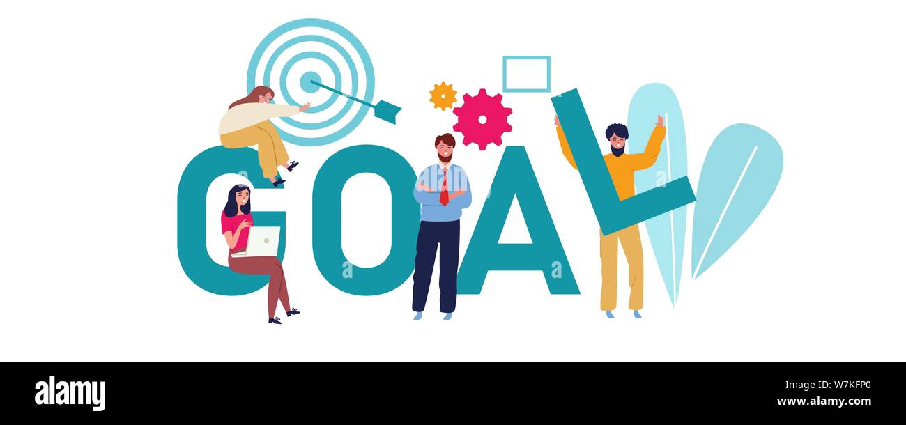 Goal Concept Businessman Aiming The Target Team Work Together To