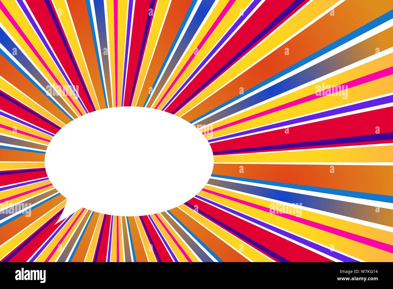 speech bubble on a bright orange star burst background Stock Vector