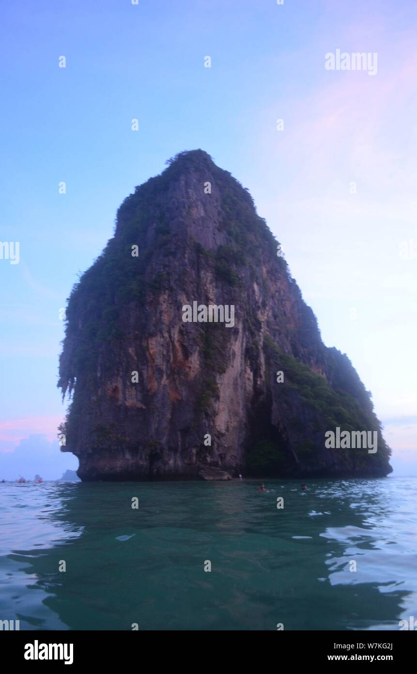 A limestone karst island just off the coast at Phranang Beach Ao Nang Krabi Thailand Asia Stock Photo