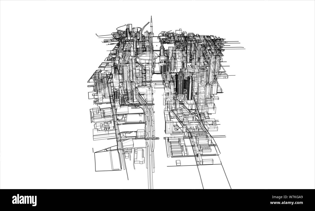 Outline city concept. Wireframe style Stock Vector Image & Art Alamy