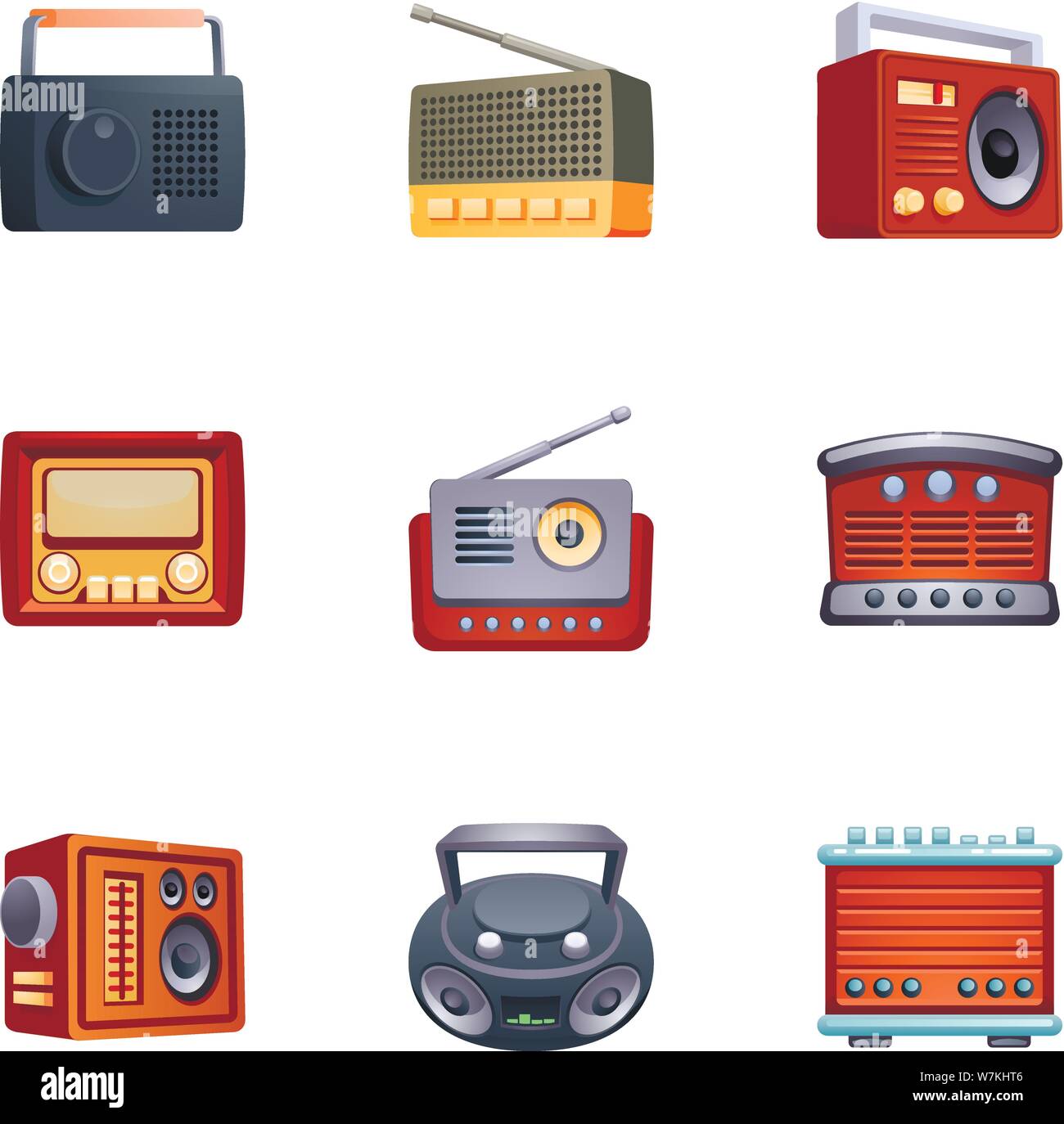 Fm radio icons set. Cartoon set of fm radio vector icons for web design  Stock Vector Image & Art - Alamy