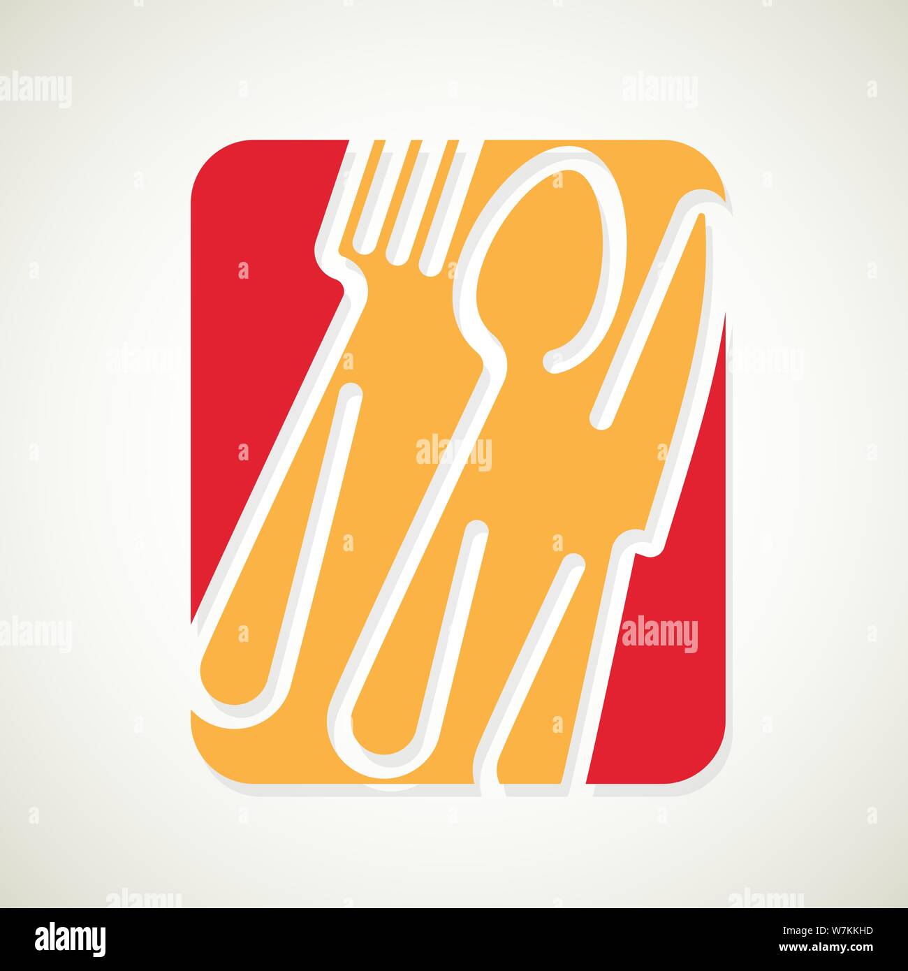 Logo of a cafe or restaurant made of forks, spoons and knives Stock