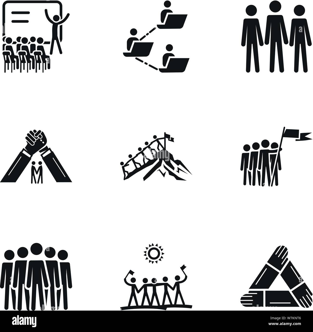 Teamwork meeting icon set. Simple set of 9 teamwork meeting vector icons for web design isolated on white background Stock Vector