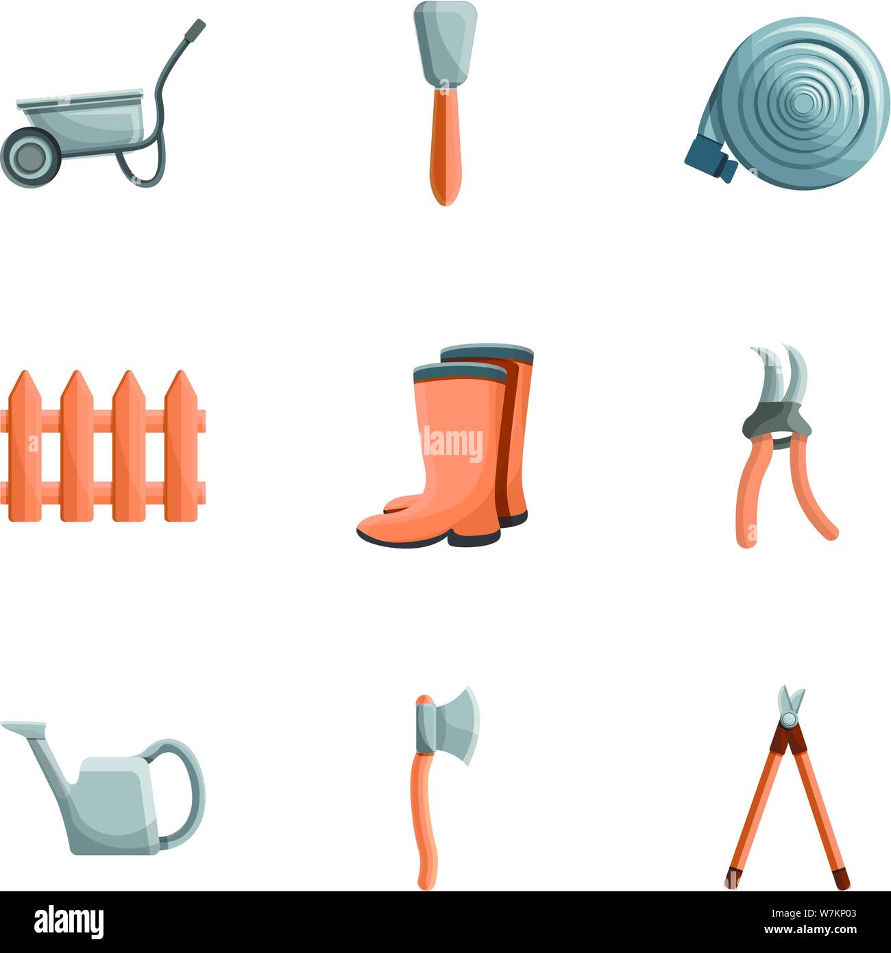 Garden instrument icon set. Cartoon set of 9 garden instrument vector ...