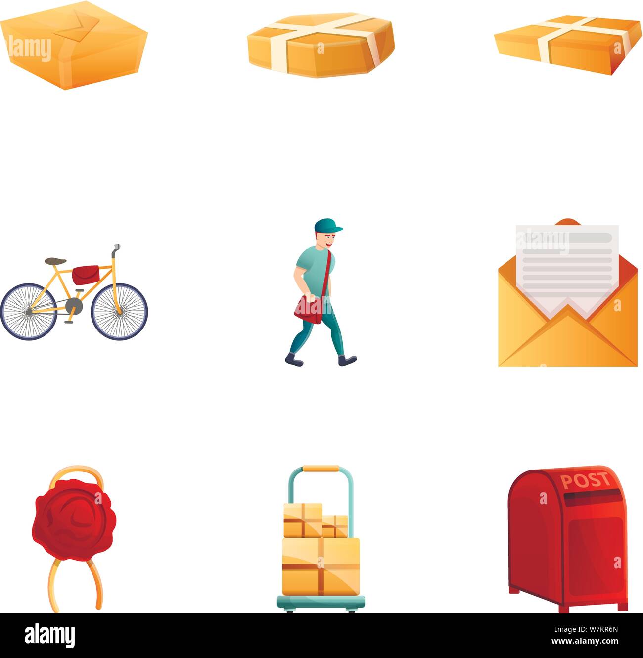 Postal Service Icon Set Cartoon Set Of 9 Postal Service Vector