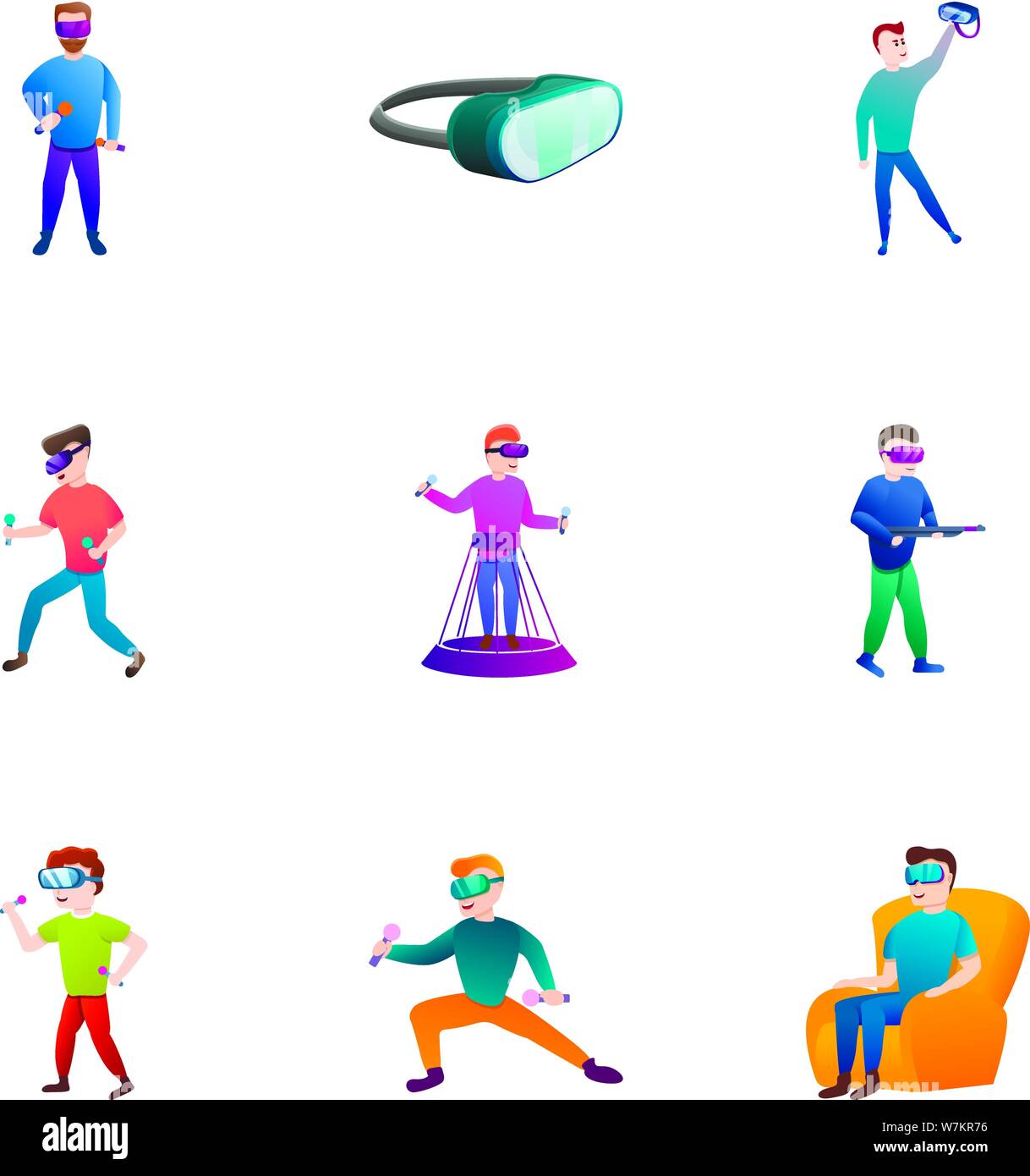 Vr goggles icon set. Cartoon set of 9 vr goggles vector icons for web ...
