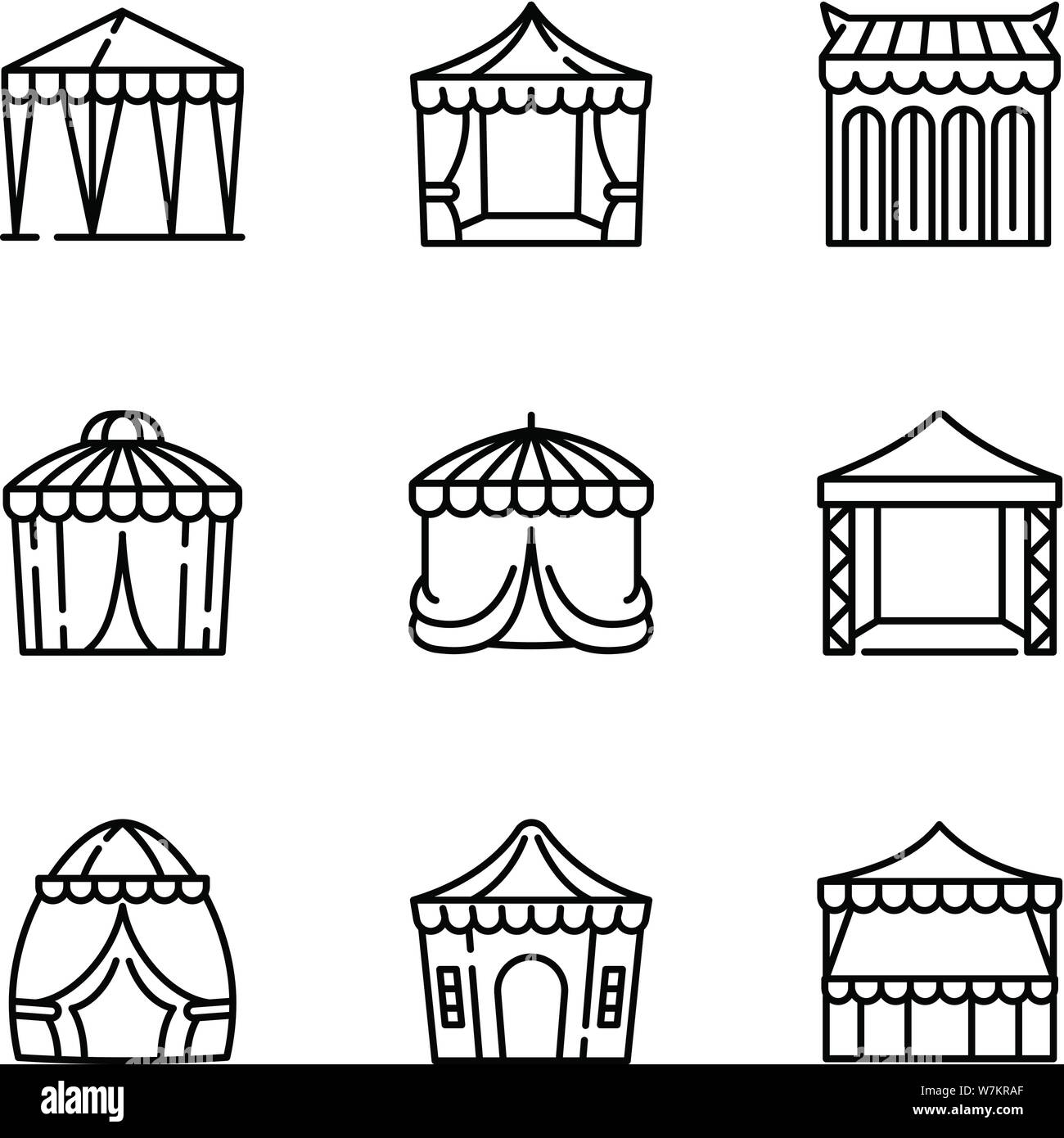 Party tent icon set. Outline set of 9 party tent vector icons for web  design isolated on white background Stock Vector Image & Art - Alamy