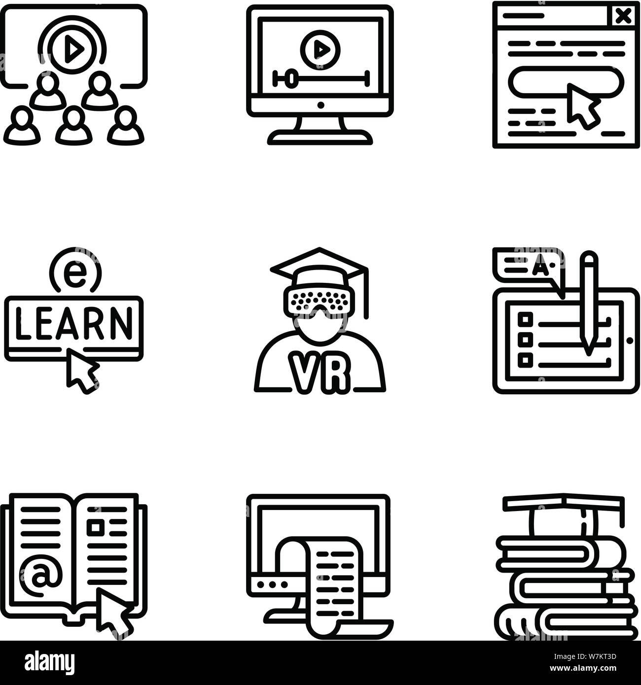 Online education icon set. Outline set of 9 online education vector icons  for web design isolated on white background Stock Vector Image & Art - Alamy