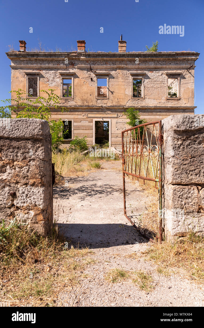 Derelict abandoned house at Vrbnik, Croatia Stock Photo