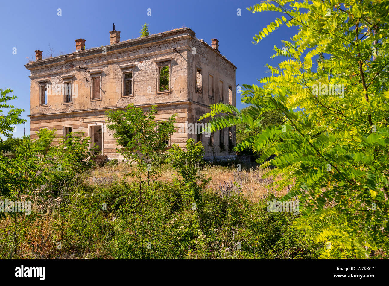 Derelict abandoned house at Vrbnik, Croatia Stock Photo