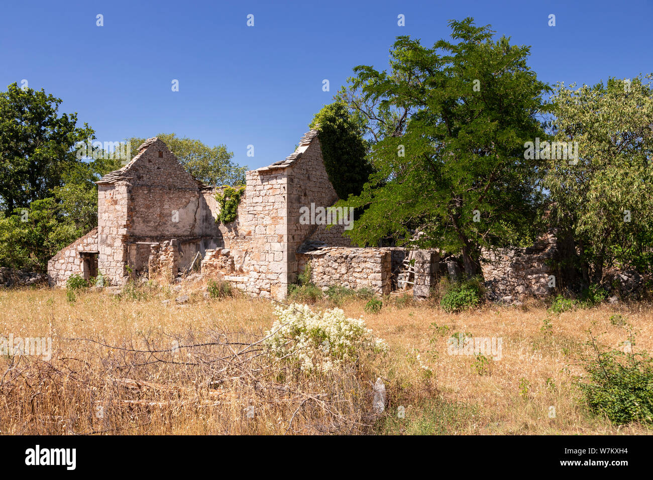 Remains of a ruined house near Gradina, Croatia Stock Photo
