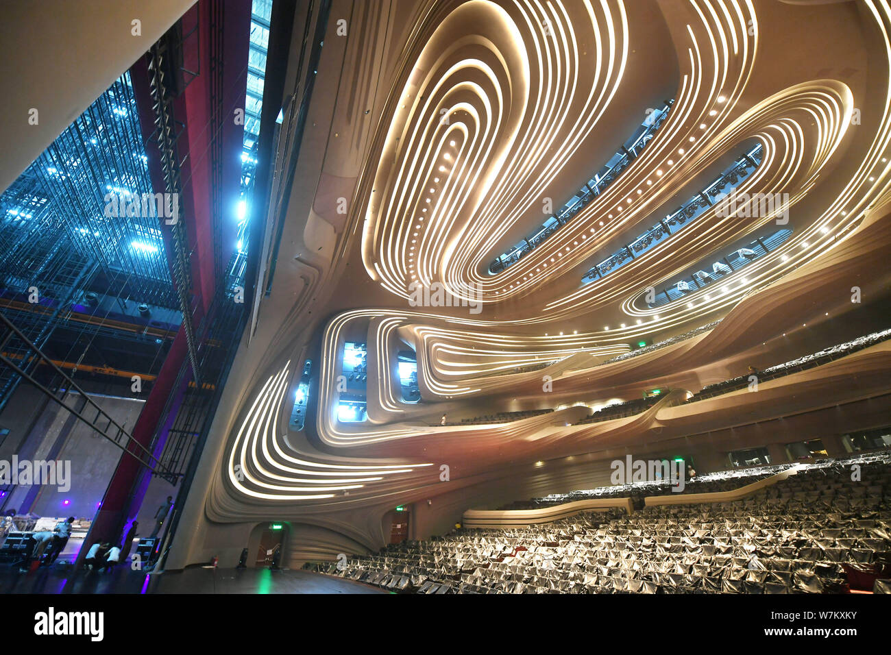Interior view of the Grand Theatre under construction at the Changsha ...
