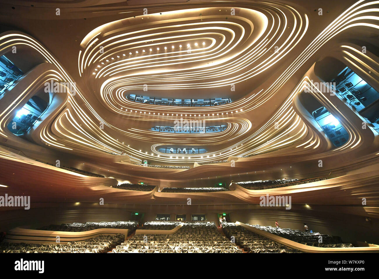 Interior view of the Grand Theatre under construction at the Changsha ...