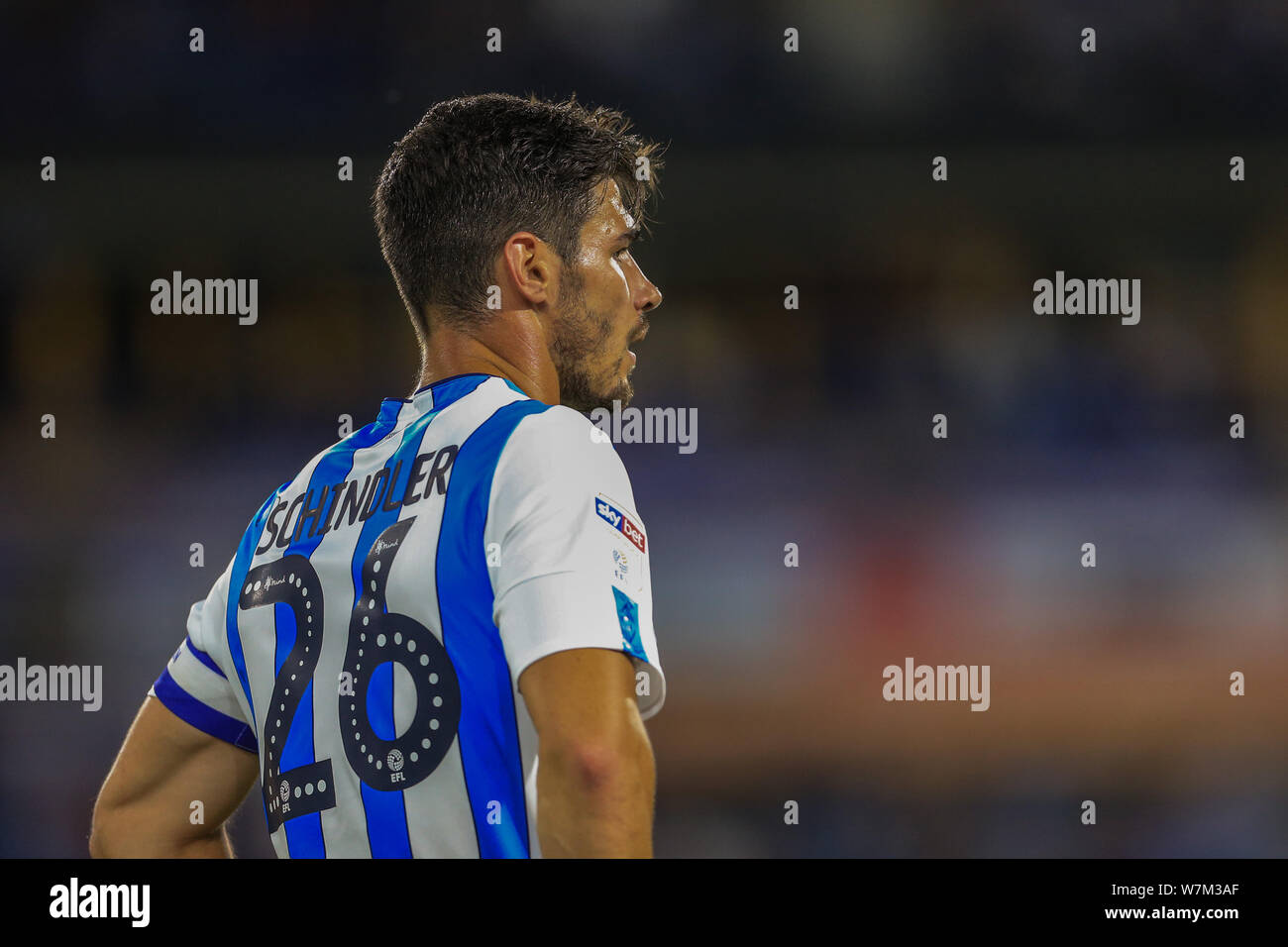 5th August 2019, John Smiths Stadium, Huddersfield England; Sky Bet Championship, Huddersfield Town vs Derby County ; Christopher Schindler (26) of Huddersfield Town during the game  Credit: Mark Cosgrove/News Images  English Football League images are subject to DataCo Licence Stock Photo
