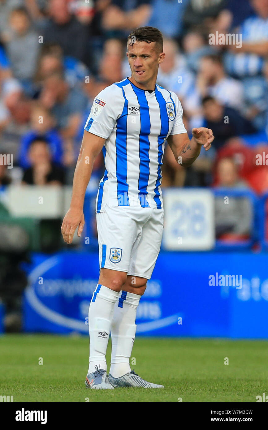 5th August 2019, John Smiths Stadium, Huddersfield England; Sky Bet Championship, Huddersfield Town vs Derby County ; Jonathan Hogg (6) of Huddersfield Town during the game  Credit: Mark Cosgrove/News Images  English Football League images are subject to DataCo Licence Stock Photo