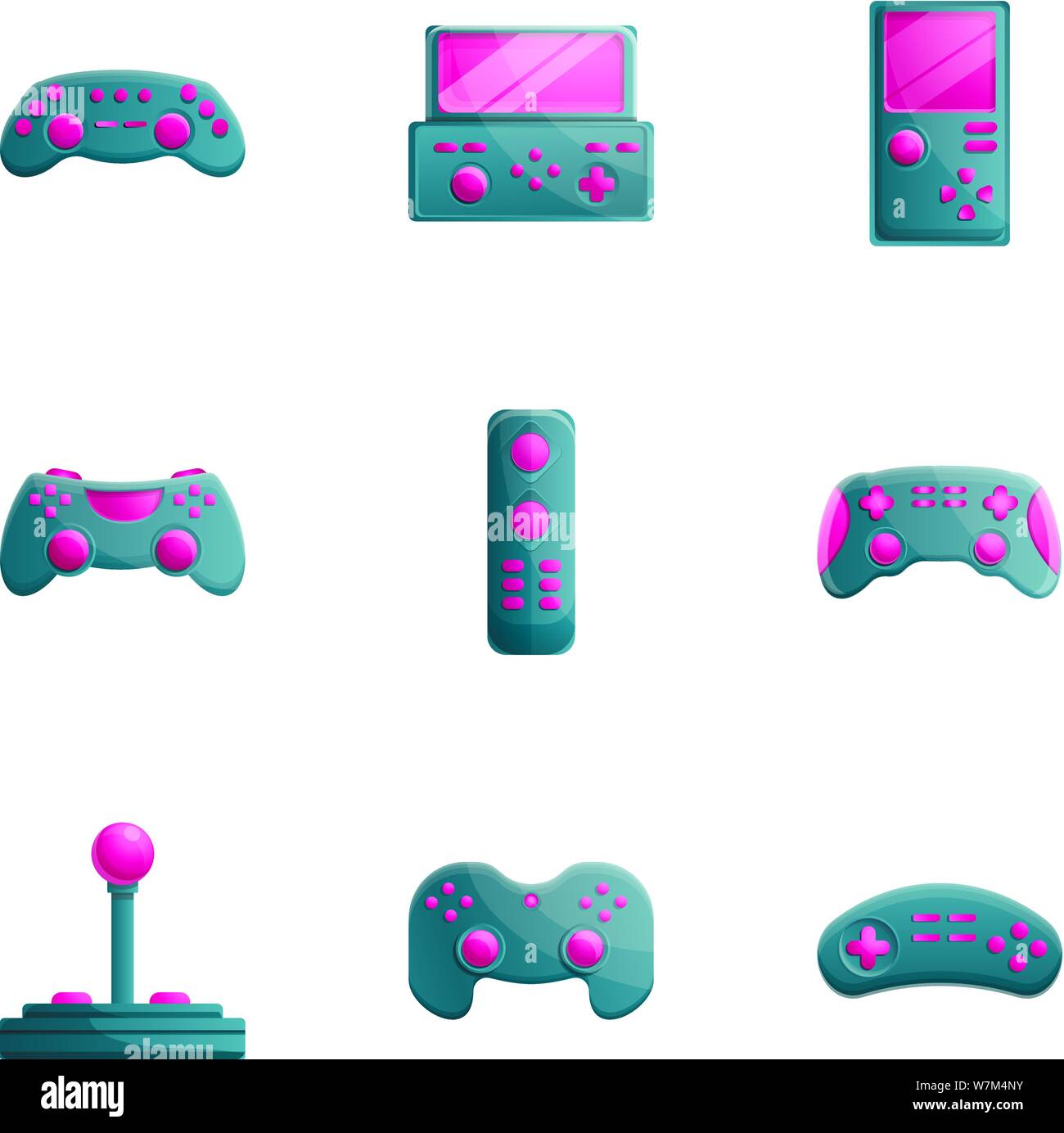Game joystick icon set. Cartoon set of 9 game joystick vector icons for ...