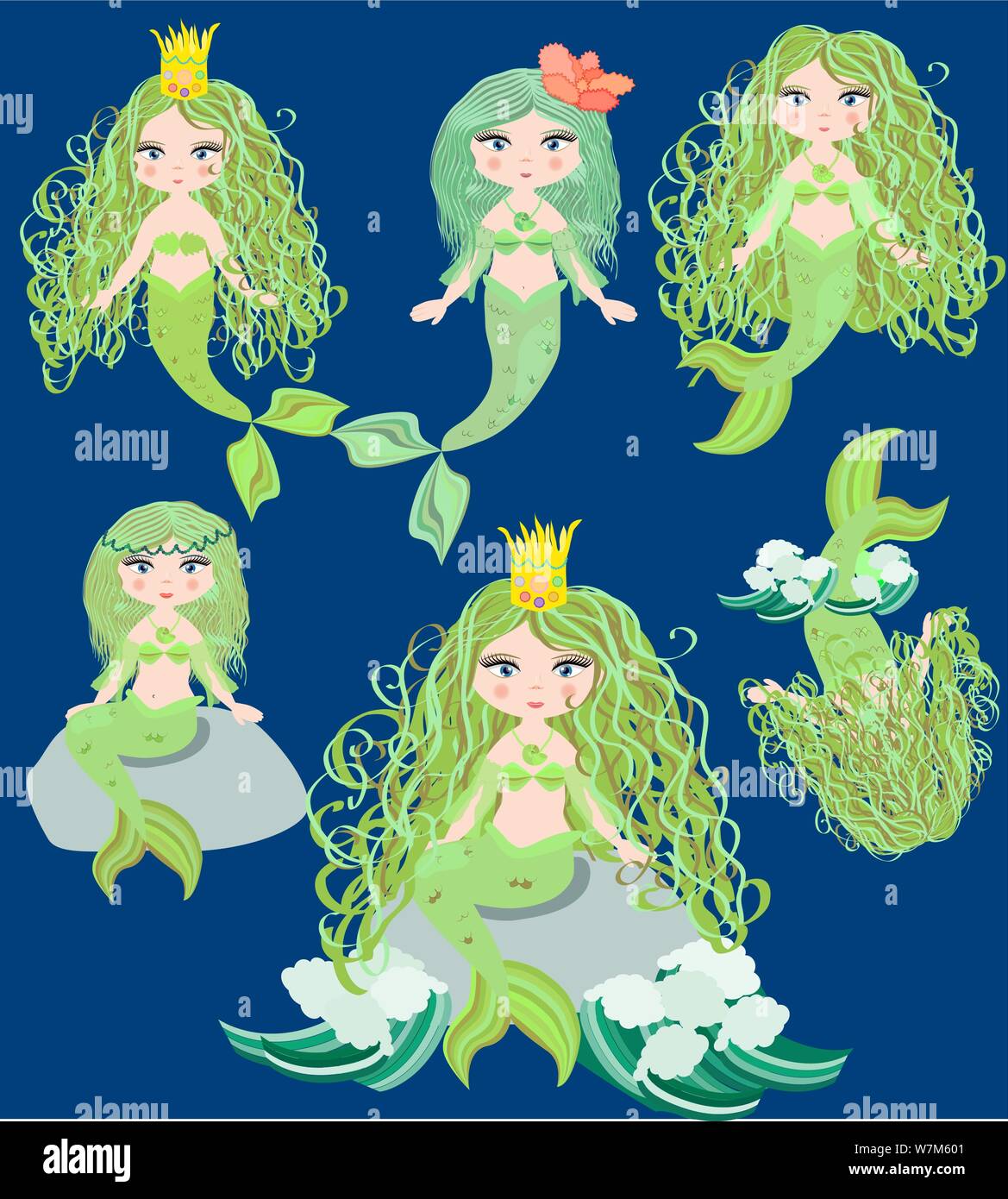 Set of cartoon, cute little mermaid, sea princess, siren Sirens Mermaid high Heels | Pastel Dreams