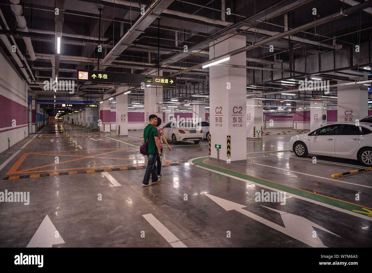 Interior view of the city's largest parking lot, Wukesong Underground