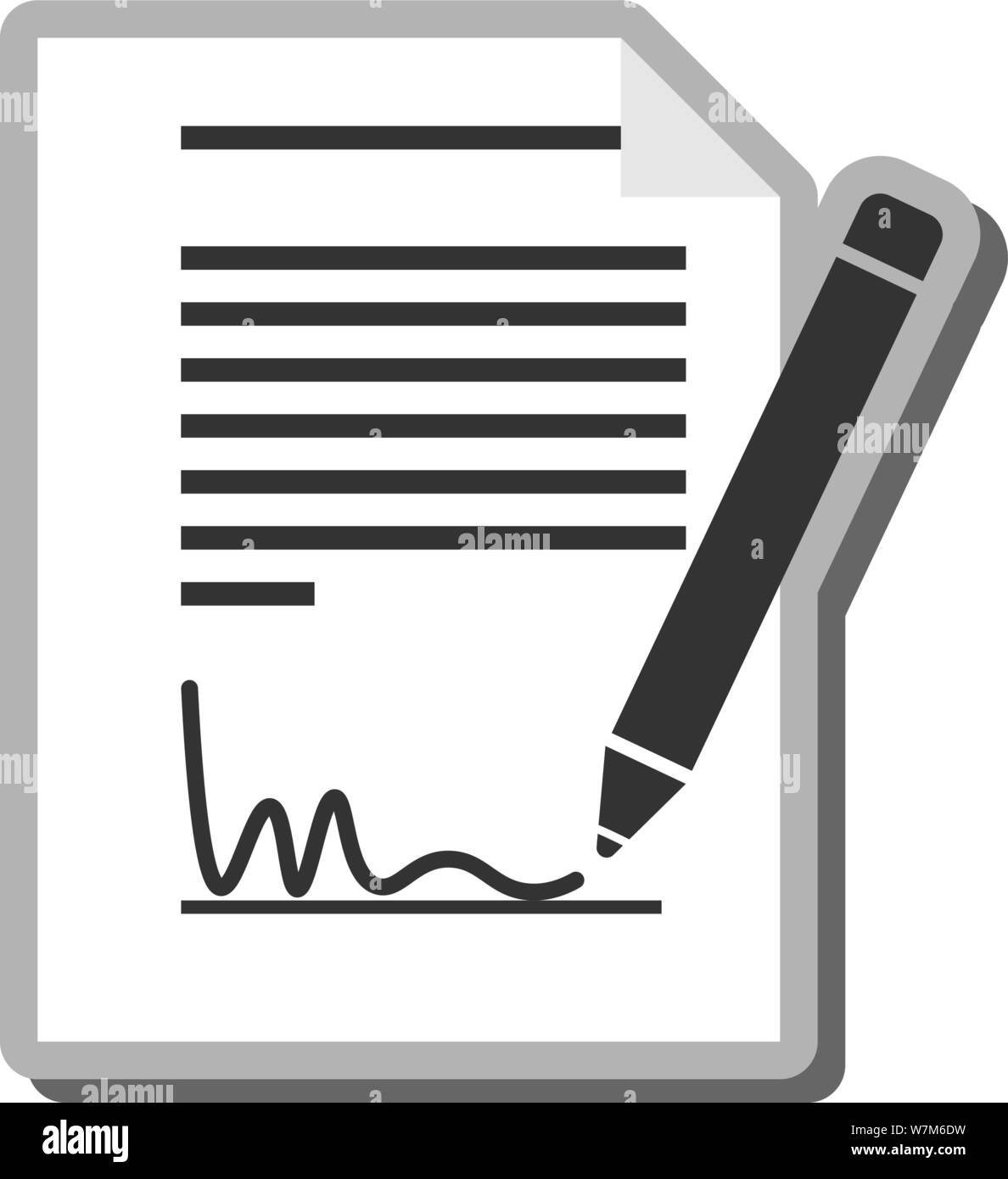 simple black and white signing document icon or symbol vector illustration Stock Vector