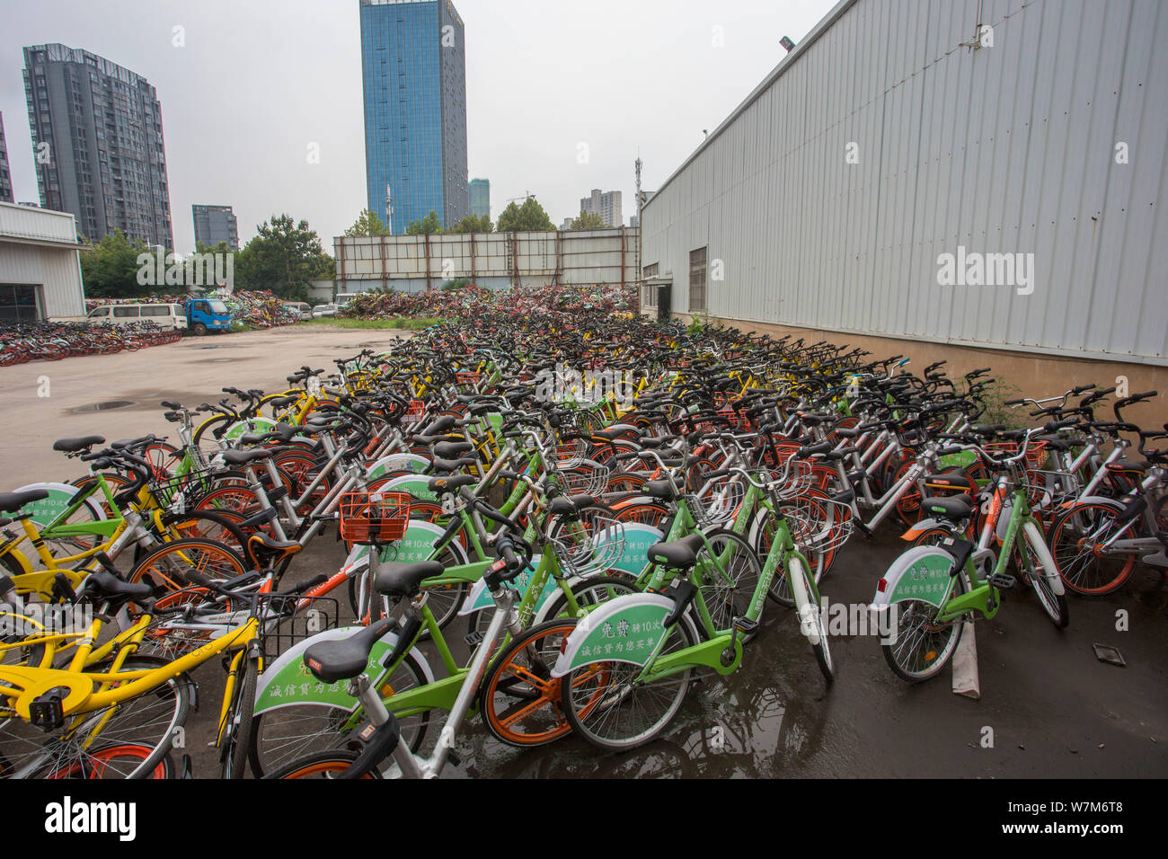 Bicycles of chinese bike sharing 2017 hires stock photography and