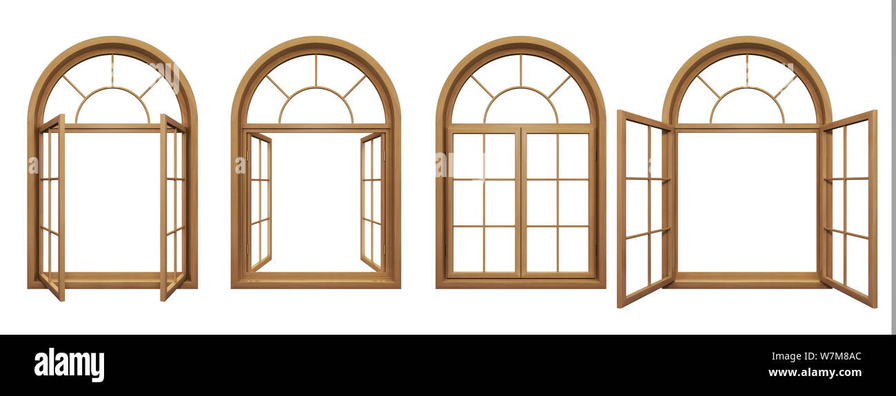 Collection of isolated wooden arched windows Stock Photo Alamy