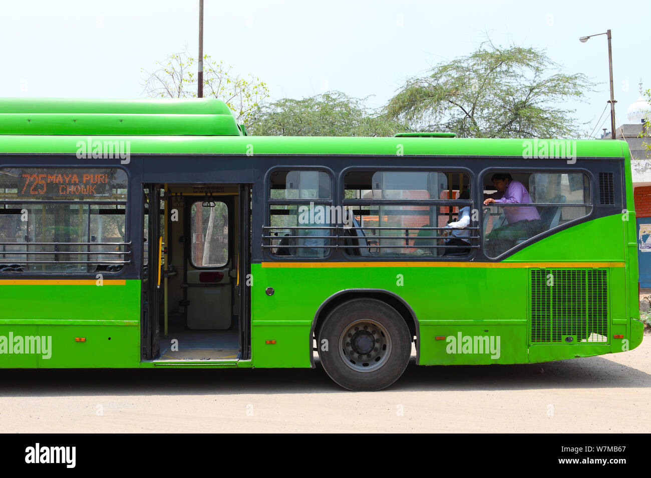 Side profile of a DTC bus, Delhi, India Stock Photo