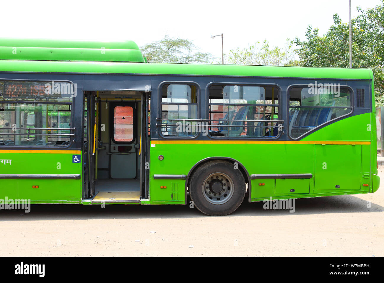 Side profile of a DTC bus, Delhi, India Stock Photo