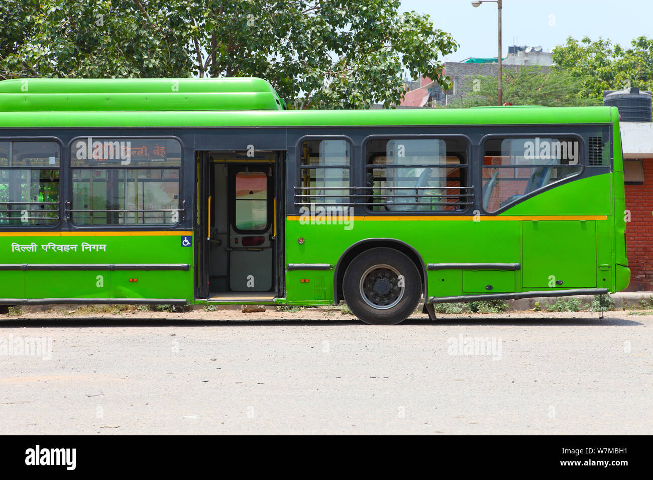 Side profile of a DTC bus, Delhi, India Stock Photo