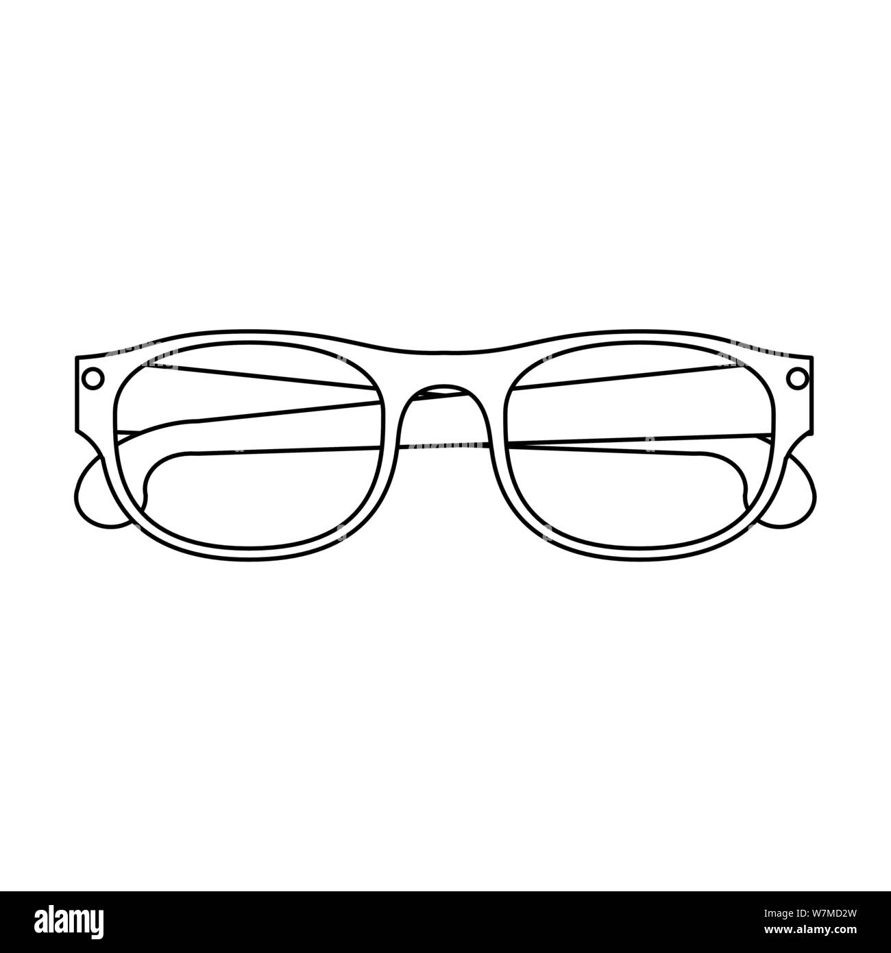 glasses fashion lens style cartoon in black and white Stock Vector ...