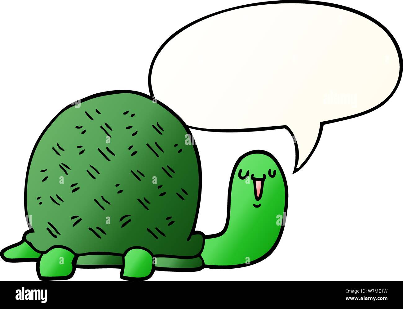 cute cartoon turtle with speech bubble in smooth gradient style Stock Vector