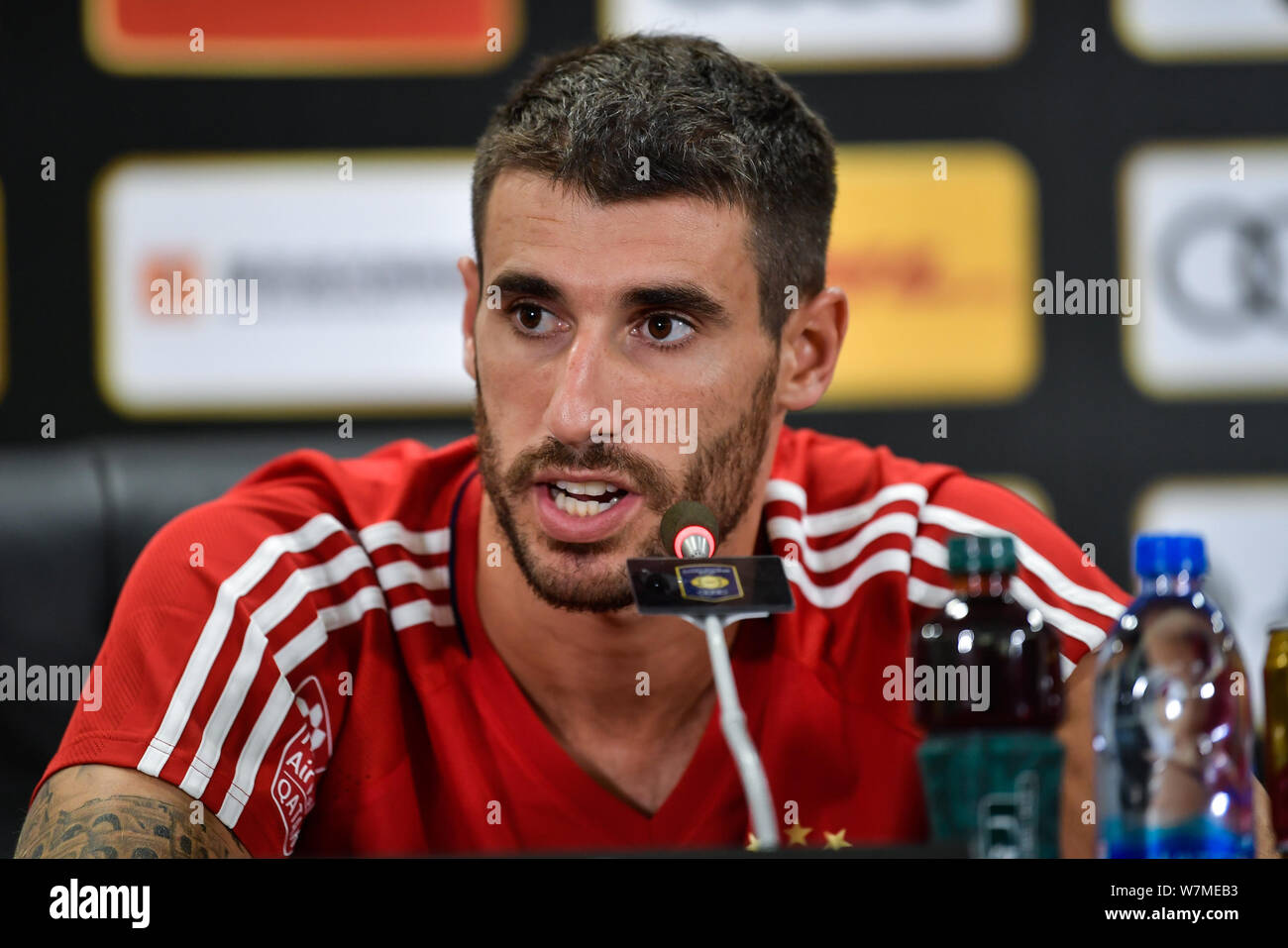 Spanish football player Javi Martinez of FC Bayern Munich attends a press conference for the Shenzhen match of the 2017 International Champions Cup Ch Stock Photo