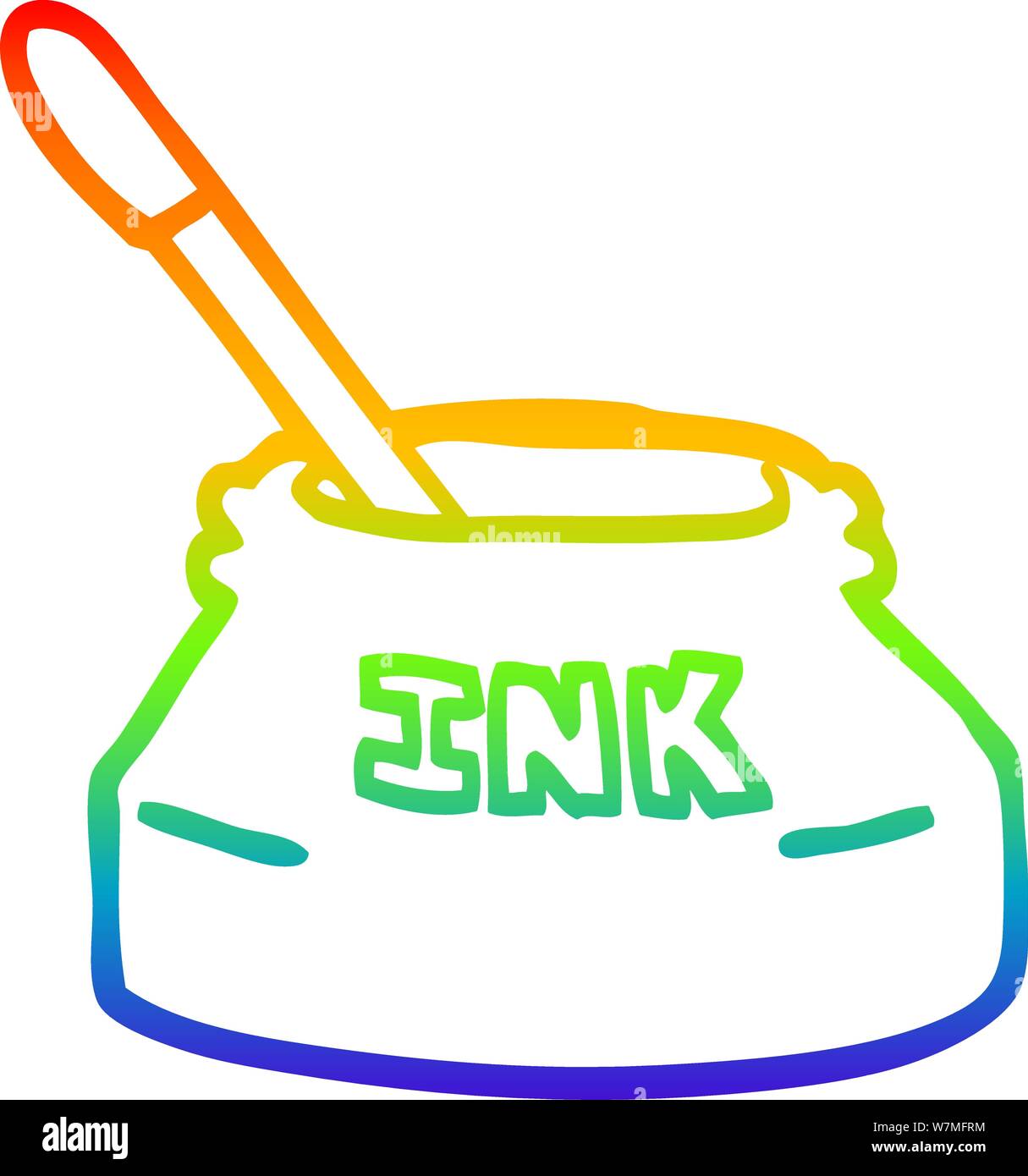rainbow gradient line drawing of a cartoon ink pot Stock Vector Image ...