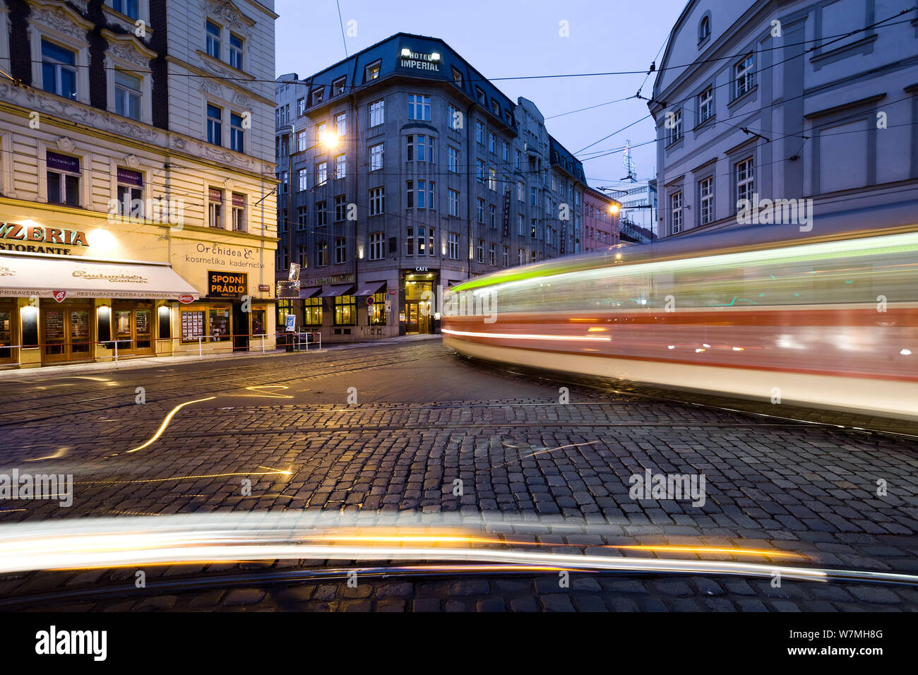 Art Deco Imperial Hotel, Praha, Prague, Czech Republic at nigh time,  evening Stock Photo - Alamy