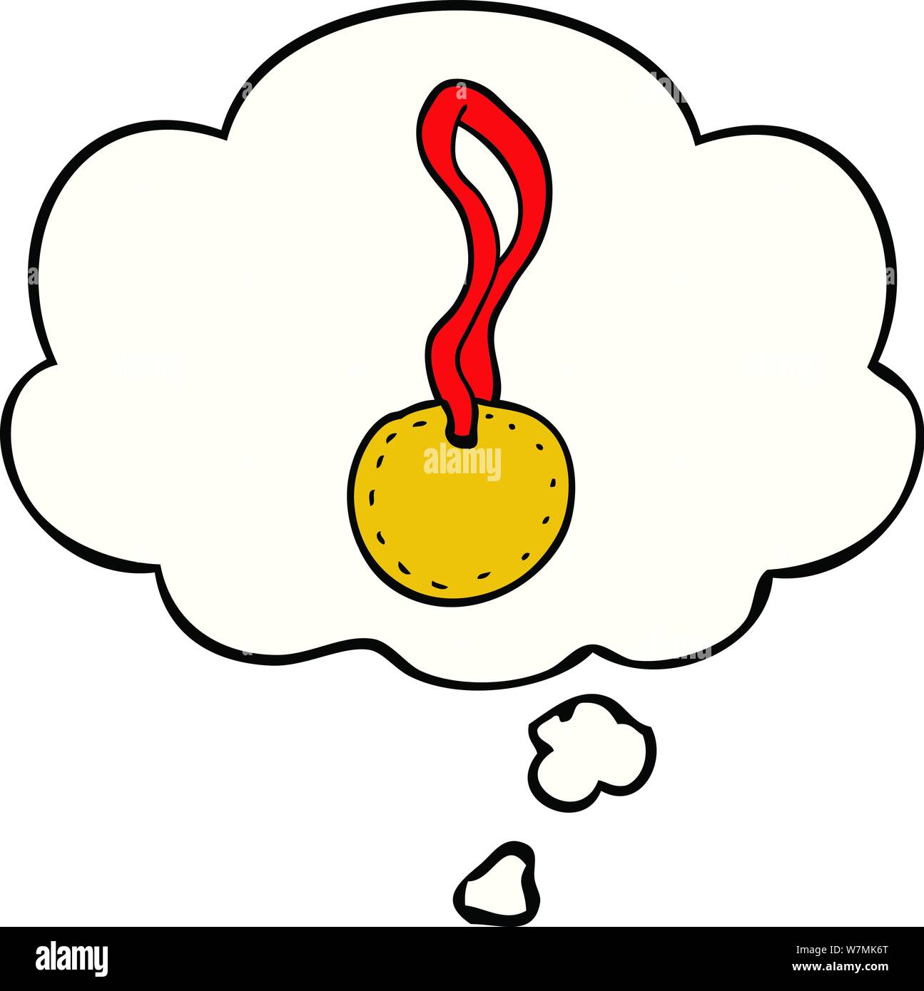cartoon sports medal with thought bubble Stock Vector