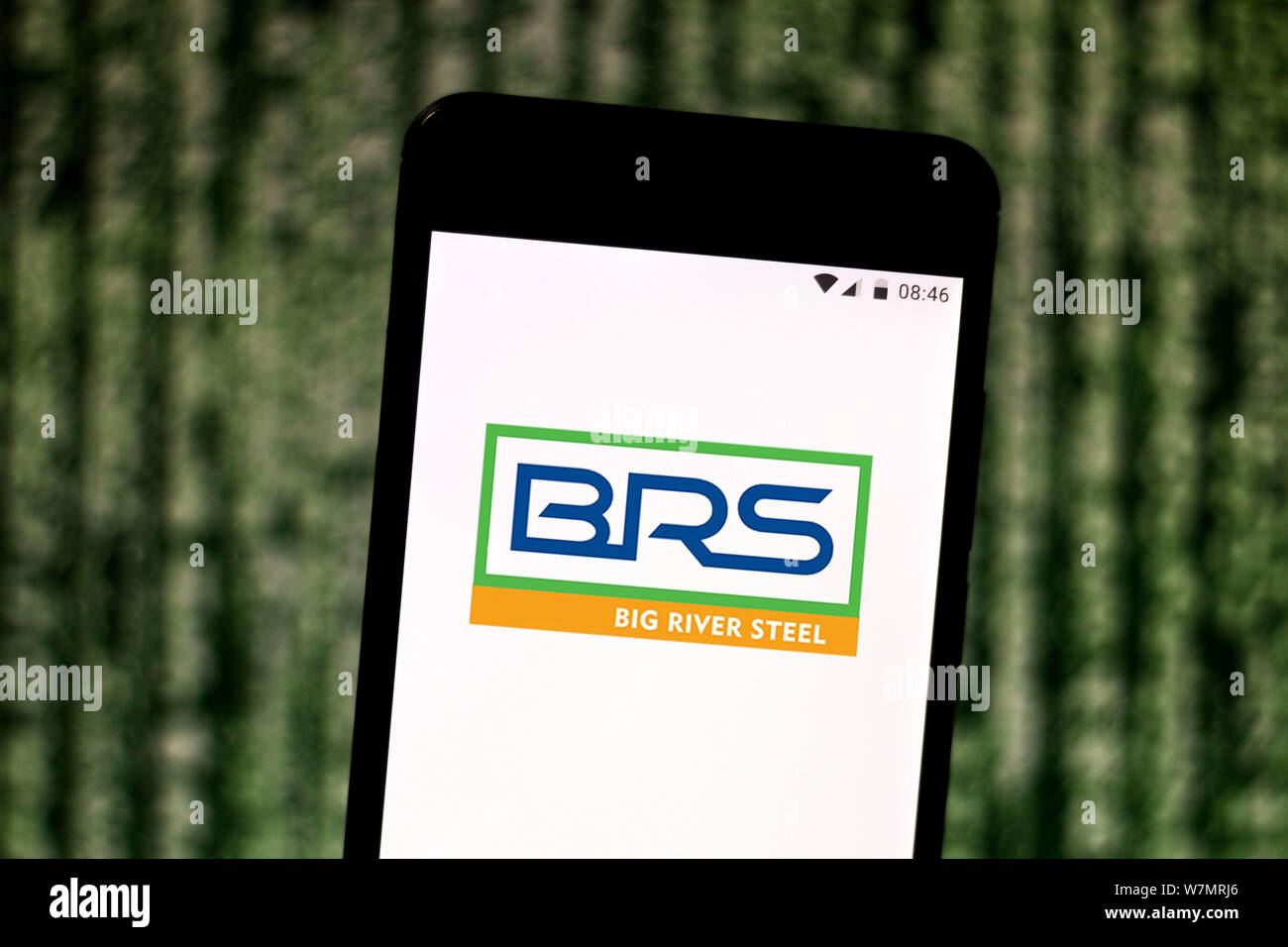 Brazil. 4th July, 2019. In this photo illustration the Big River Steel (BRS) logo is seen displayed on a smartphone. Credit: Rafael Henrique/SOPA Images/ZUMA Wire/Alamy Live News Stock Photo