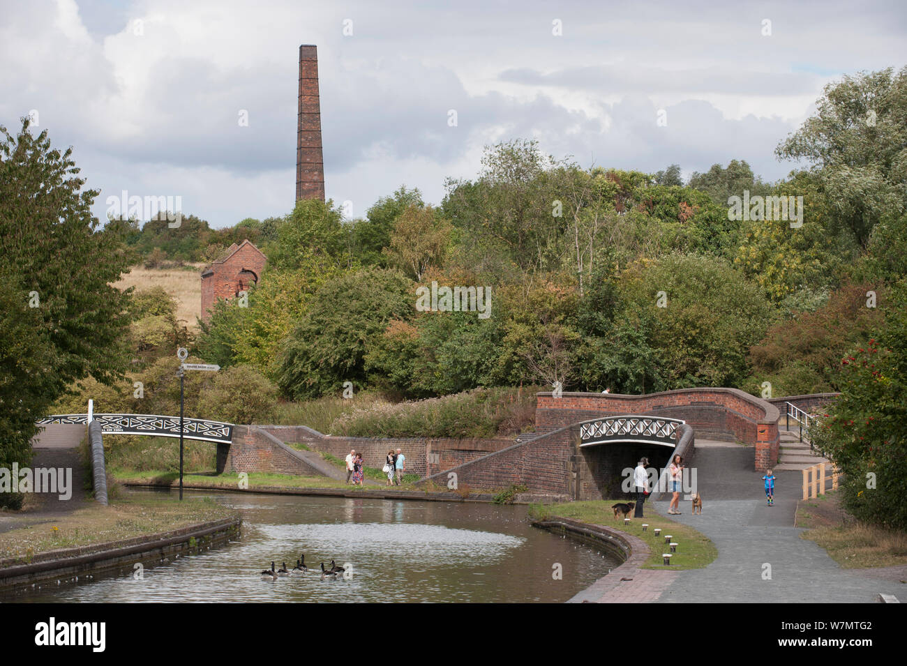 Canals, towpaths and bridges near Bumble Hole Nature Reserve, Sandwell, West Midlands, July 2011 Stock Photo