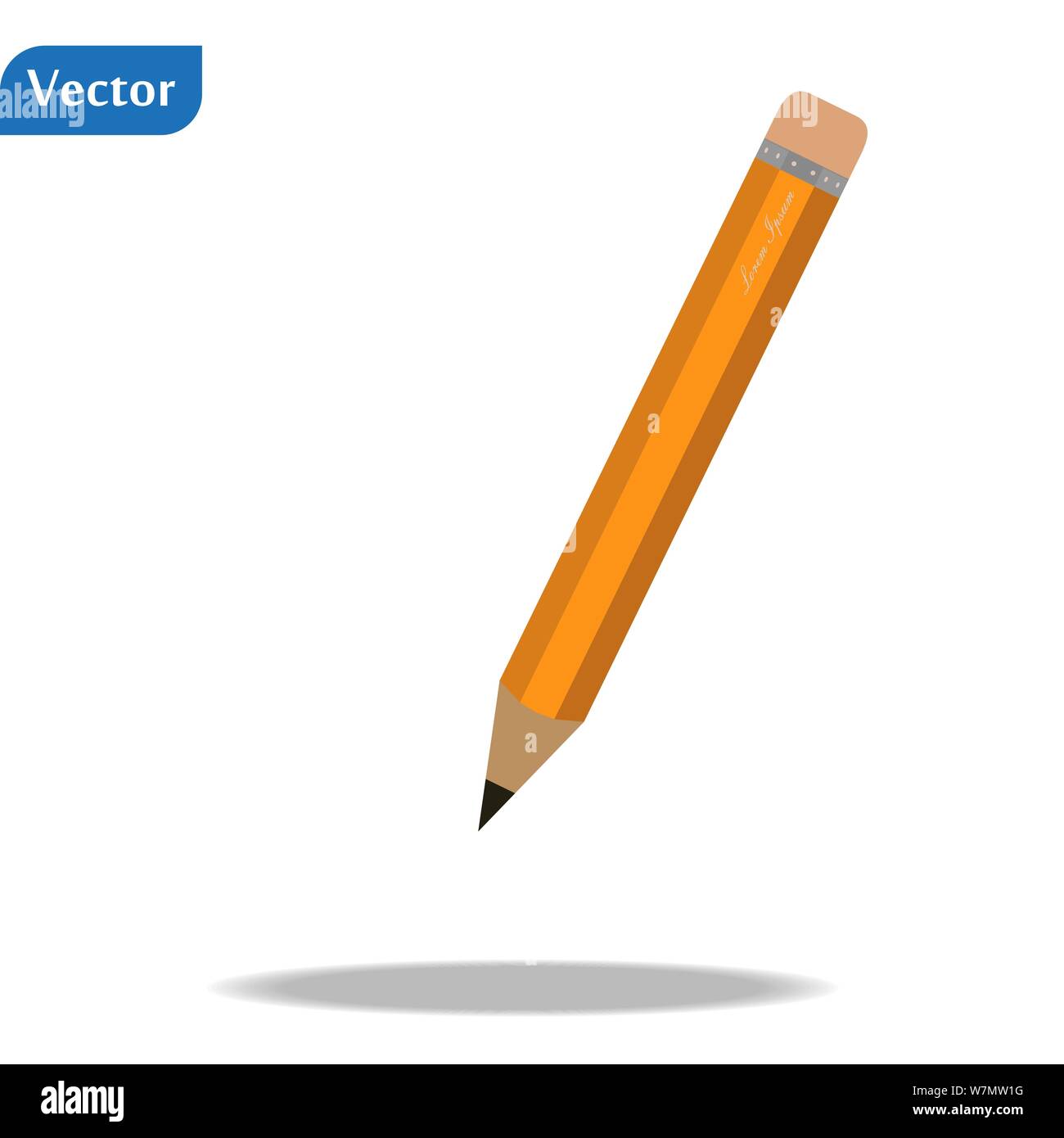 Orange pencil icon with eraser. Vector illustration eps10 Stock Vector