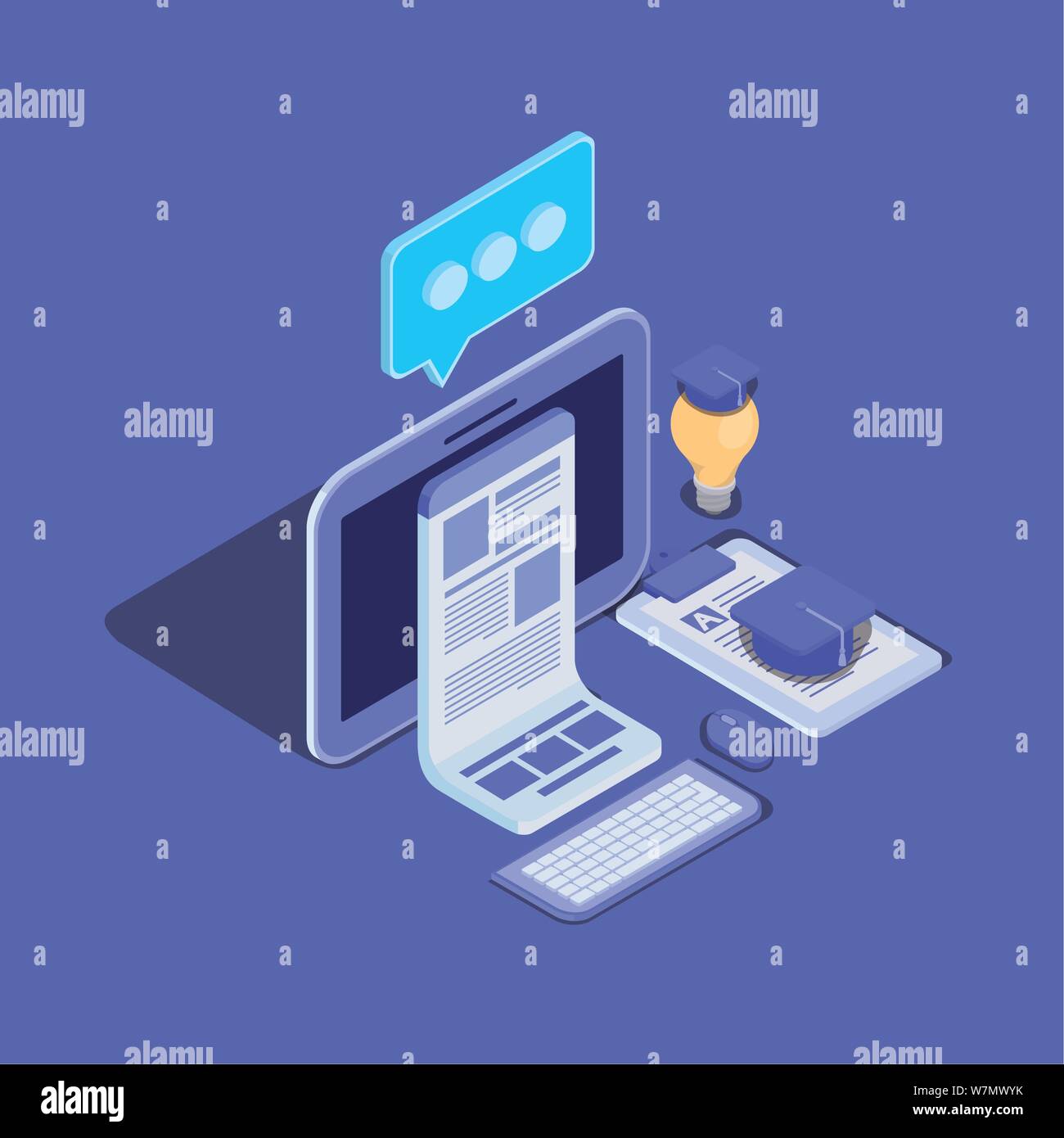 online education technology with tablet Stock Vector