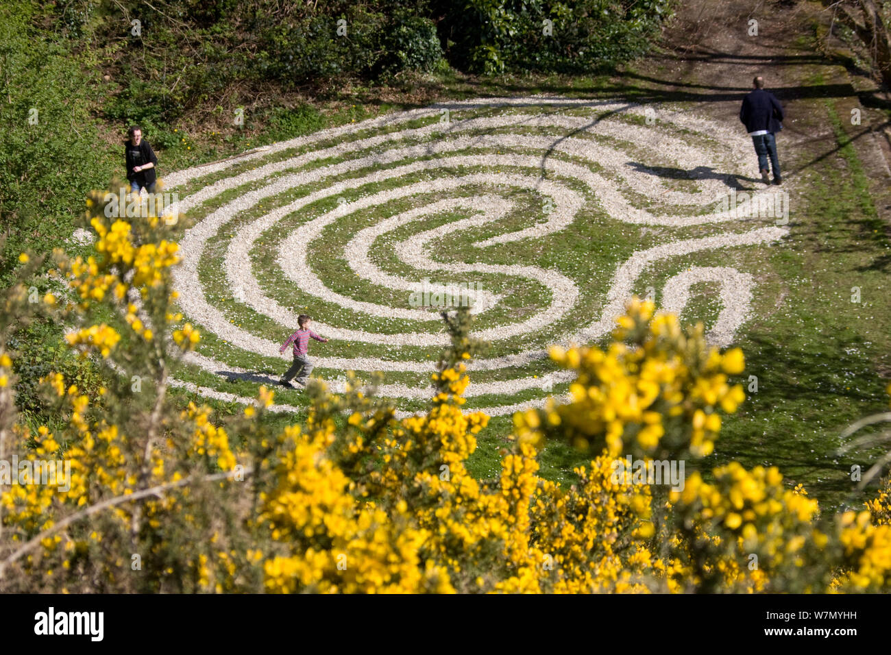 Maze, made out of cockle shells, in Rosehall Quarry Community Park, Swansea 2009 Stock Photo