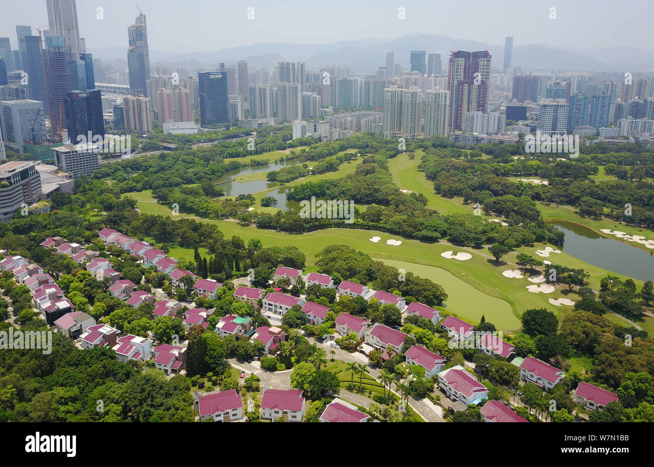 FILEAerial view of villas and highrise residential buildings and