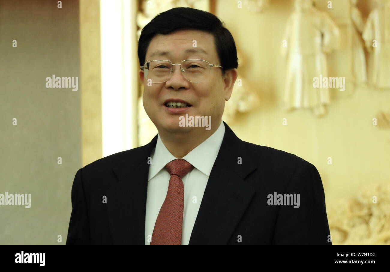--FILE--Huang Xingguo, then Mayor of Tianjin and Acting Secretary of the Tianjin Municipal committee of the Communist Party of China (CPC), attends a Stock Photo
