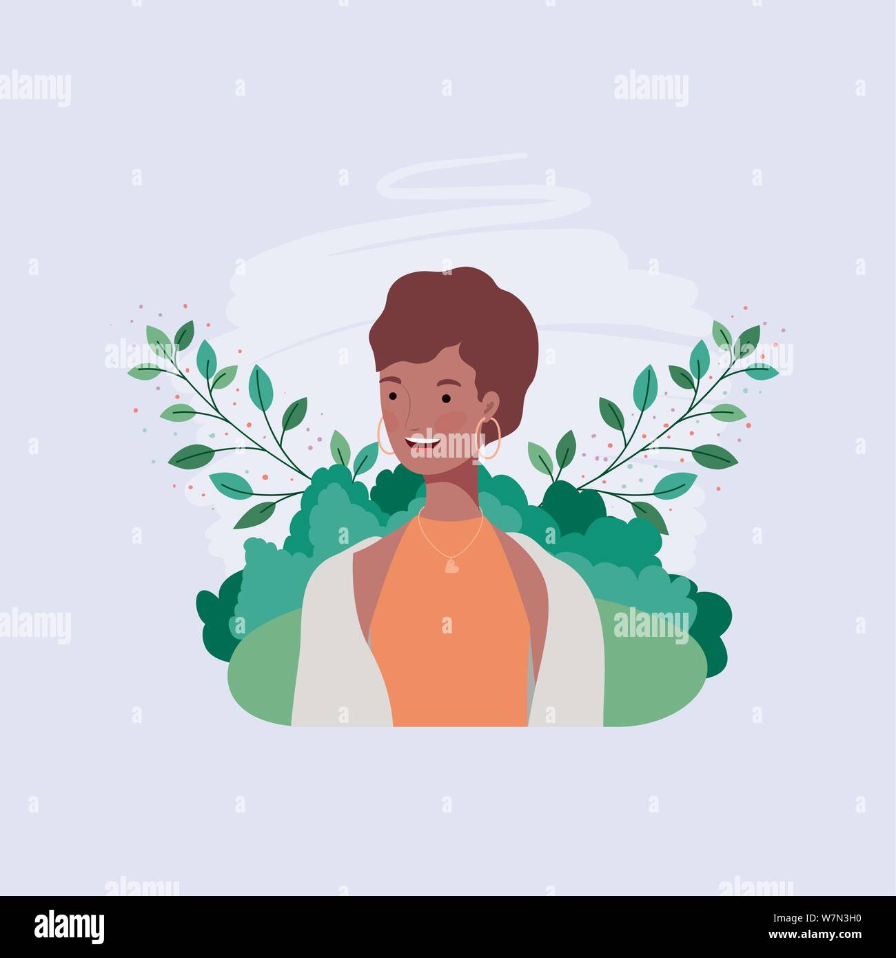 young afro girl in the camp with leafs Stock Vector Image & Art - Alamy