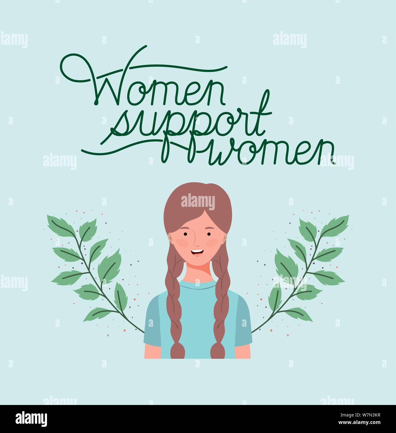 young and beautiful girl with wreath leafs frame Stock Vector Image ...