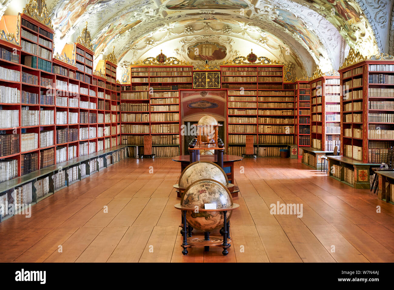 Prague Czech Republic. The old library at Strahov monastery Stock Photo