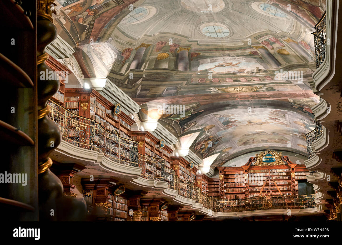 Prague Czech Republic. The baroque library inside Klementinum Stock Photo