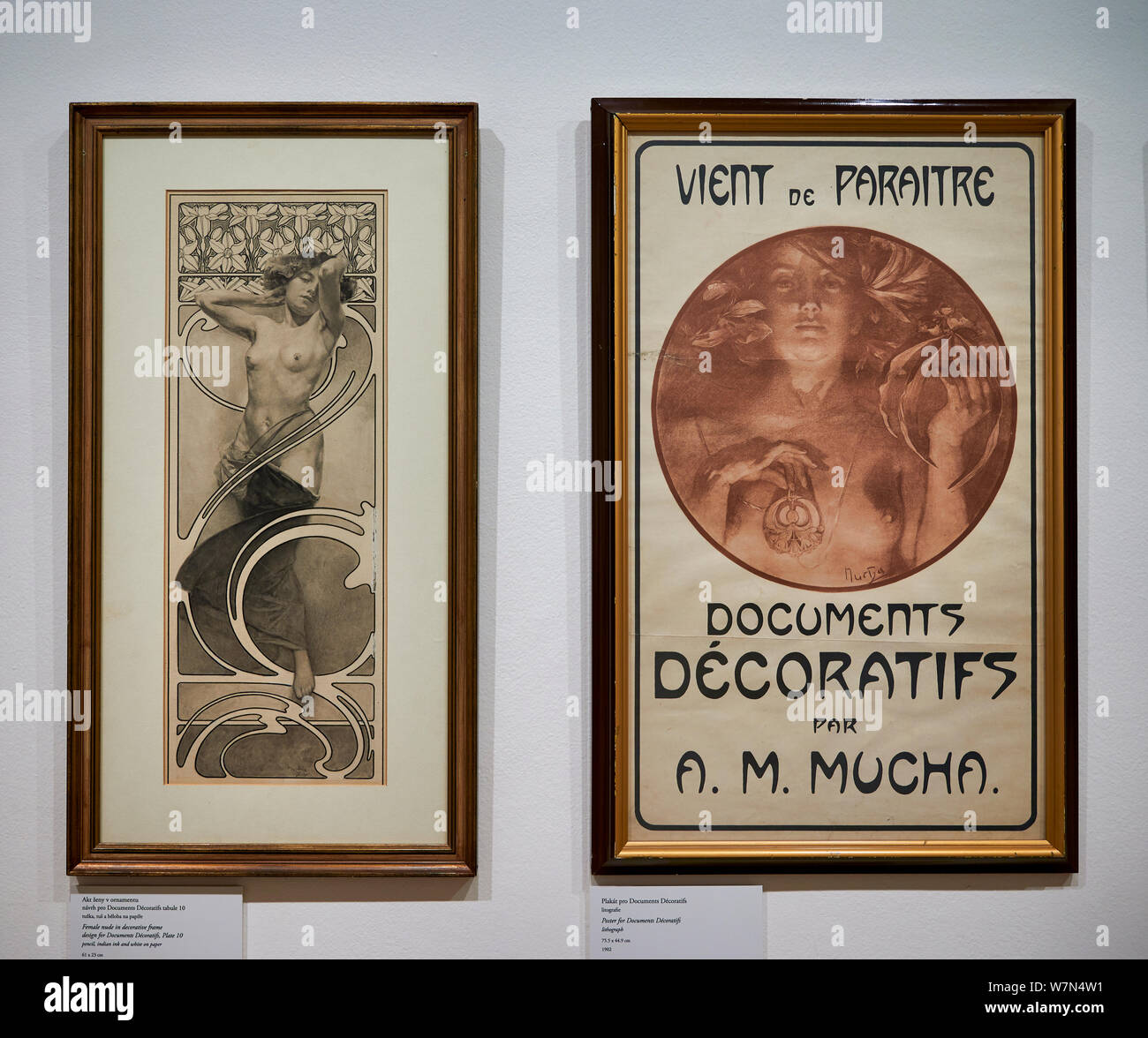 Prague Czech Republic. Paintings in Alphonse Mucha museum Stock Photo