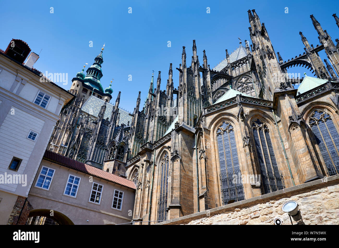 Prague Czech Republic. St. Vitus Cathedral inside Prague castle complex Stock Photo