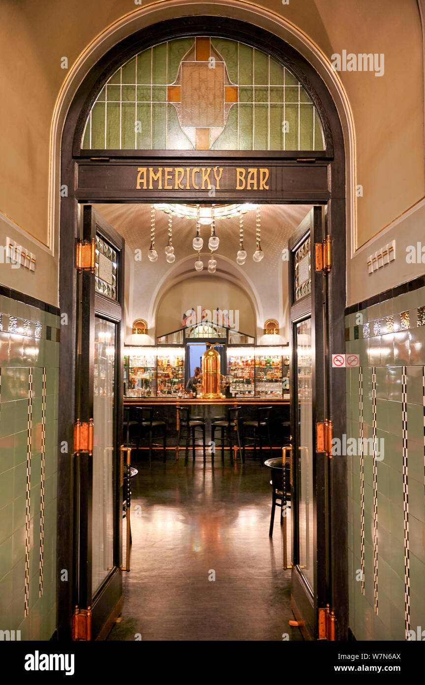 Prague Czech Republic. The American Bar inside Municipal House Stock Photo